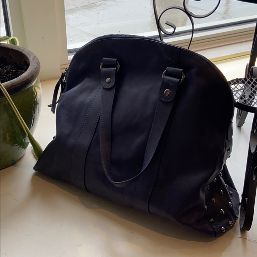 Asia Bellucci Leather Studded Shoulder Bag